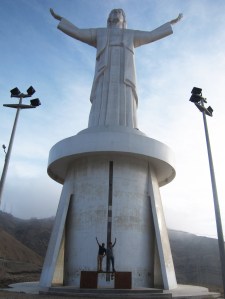 Jean and I at the Cristo del Pacifico statue in Lima